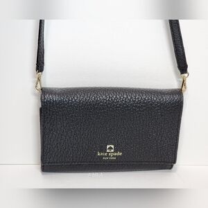 kate spade Pebbled Leather Crossbody Bag *Black/Gold* EUC